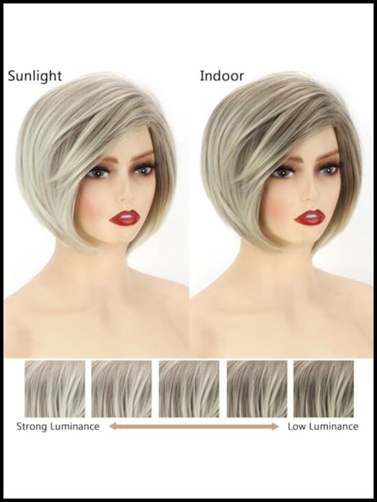 Ash Blonde Inverted Bob Wig - Chin Length Straight Synthetic Hair Party Wig main image 5
